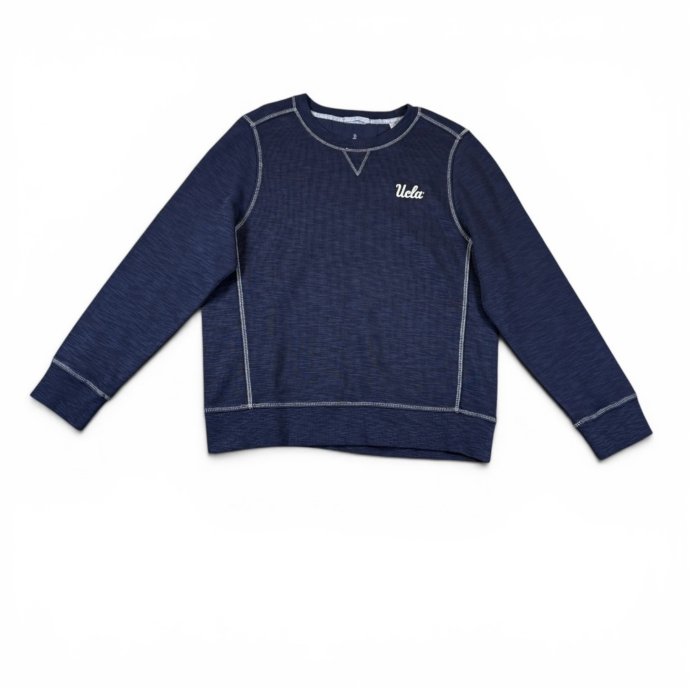 Tommy Bahama Tobago Bay Crewneck Sweatshirt Large Navy Blue Contrast Stitching
